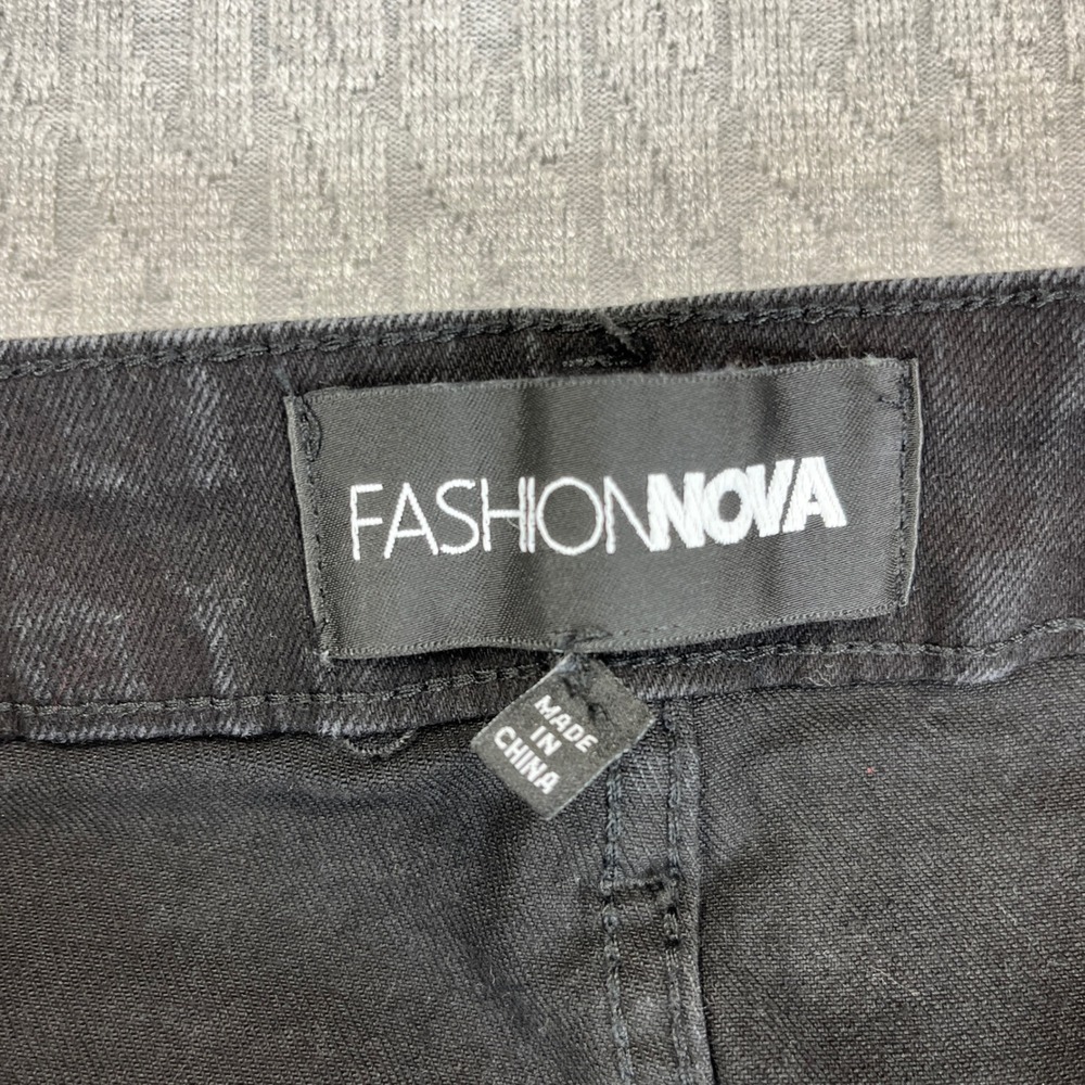 Black baggy wide leg cargo utility‎ jeans Women 15/30X33 high rise hip-hop - Picture 3 of 11